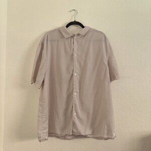 H&M Men’s XL Beige Short Sleeve Button-Down Shirt, Lightweight, Casual